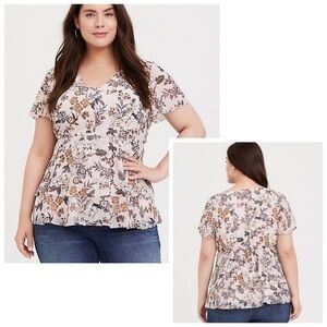 Torrid Floral Chiffon Tiered Babydoll Top